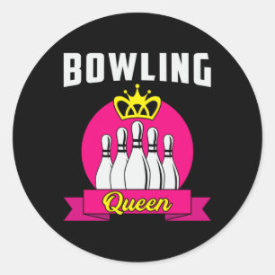 Bowling Queen Girl Princess Bowl Bowler Funny Gift Classic Round Sticker