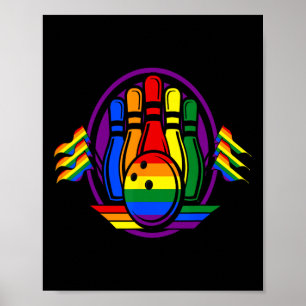 Bowling Rainbow Flag Lgbt-q Cool Gay Pride Ally Eq Poster