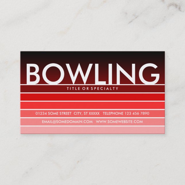 BOWLING red swatch Business Card (Front)