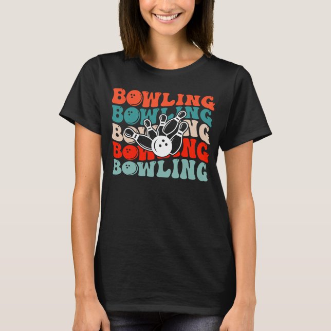 Bowling Retro Groovy Bowling  Bowler T-Shirt (Front)