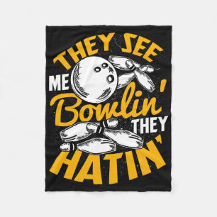 Bowling Roll Pins Strike Bowler Sports Team  Fleece Blanket
