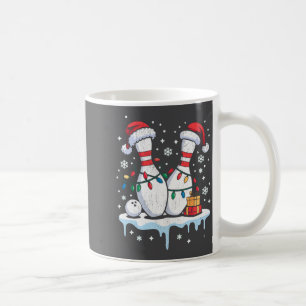 Bowling Santa Hat Funny Christmas Long Sleeve  Coffee Mug