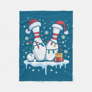 Bowling Santa Hat Funny Christmas Long Sleeve  Fleece Blanket
