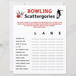 Bowling Scattergories Game