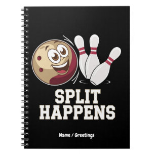 Bowling Shirt for Men & Women Funny Split Happens Notebook
