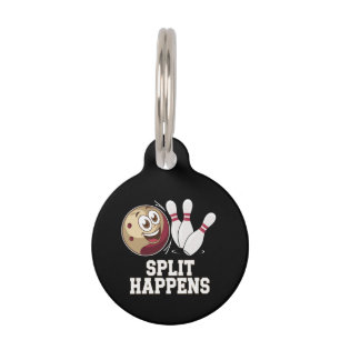 Bowling Shirt for Men & Women Funny Split Happens Pet Tag