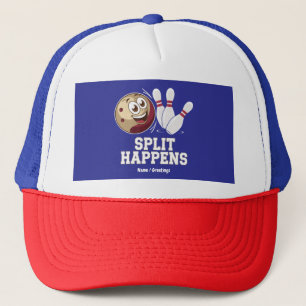 Bowling Shirt for Men & Women Funny Split Happens Trucker Hat