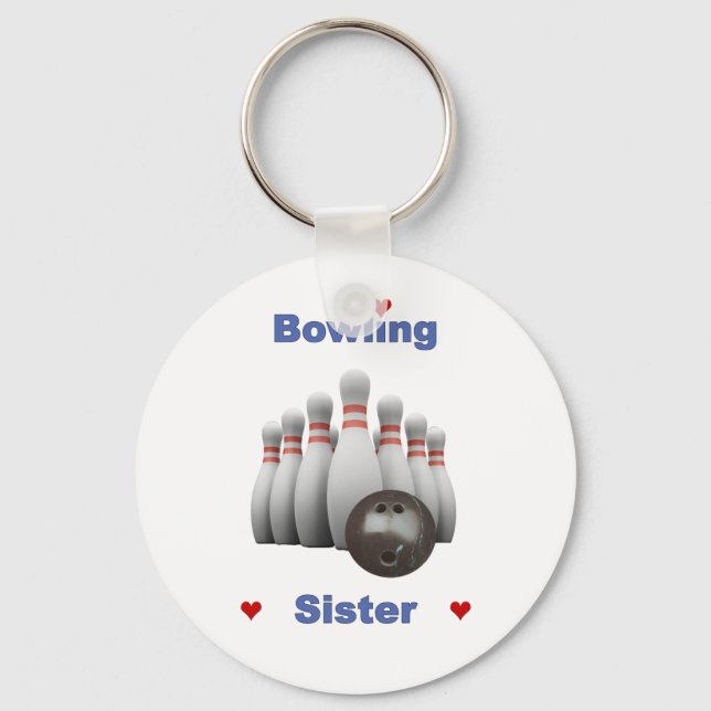 Bowling Sister Hearts Key Ring (Front)