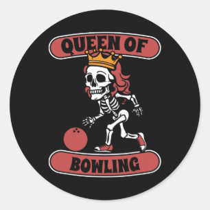 Bowling Skeleton Team League - Alley Bowler Queen  Classic Round Sticker