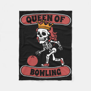 Bowling Skeleton Team League - Alley Bowler Queen Fleece Blanket