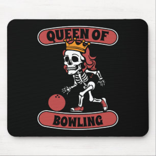 Bowling Skeleton Team League - Alley Bowler Queen Mouse Pad