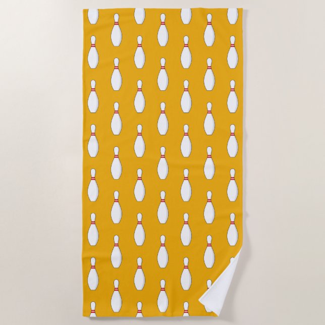 Bowling Skittle Pattern Beach Towel (Front)