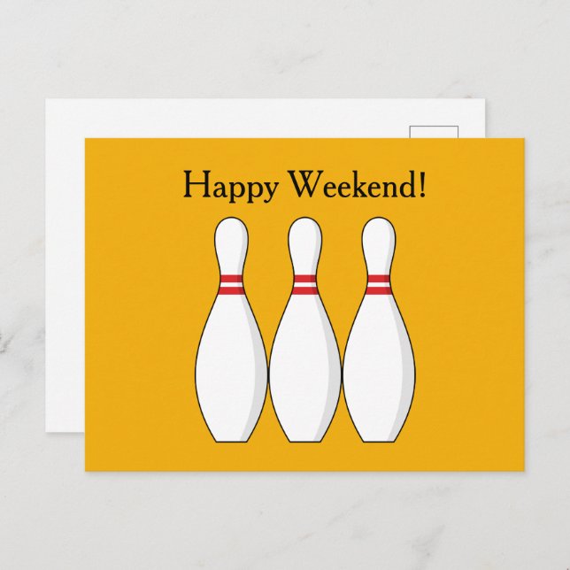 Bowling Skittle Personalise Holiday Postcard (Front/Back)