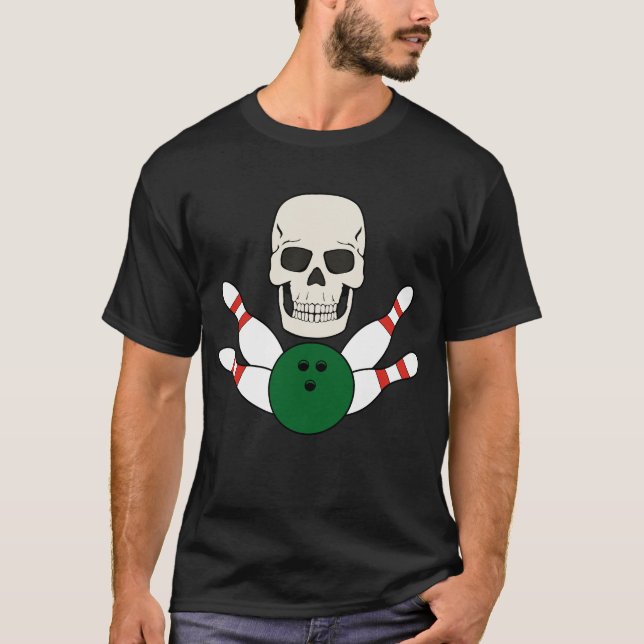 BOWLING SKULL T-shirt Design for Men (Front)