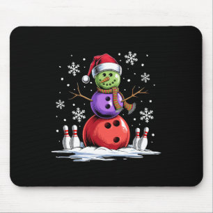 Bowling Snowman Bowling Player Santa Hat Christmas Mouse Pad