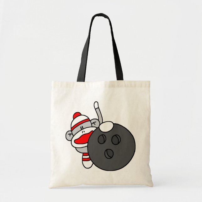 Bowling Sock Monkey Tote Bag (Front)
