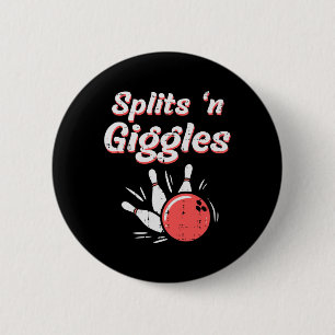 Bowling Splits N Giggles Bowler Kids Women Men Boy 6 Cm Round Badge