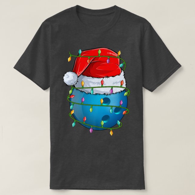 Bowling Sports Lover Xmas Lights Bowling Ball Chri T-Shirt (Design Front)