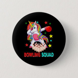 Bowling Squad Dabbing Unicorn Player Team Costume  6 Cm Round Badge