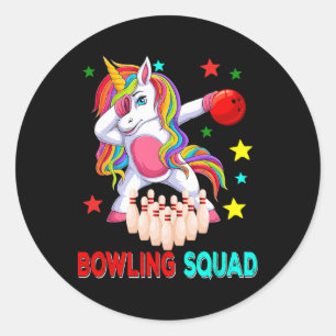 Bowling Squad Dabbing Unicorn Player Team Costume  Classic Round Sticker