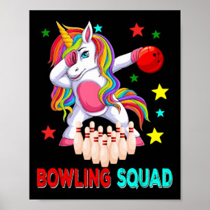 Bowling Squad Dabbing Unicorn Player Team Costume Poster