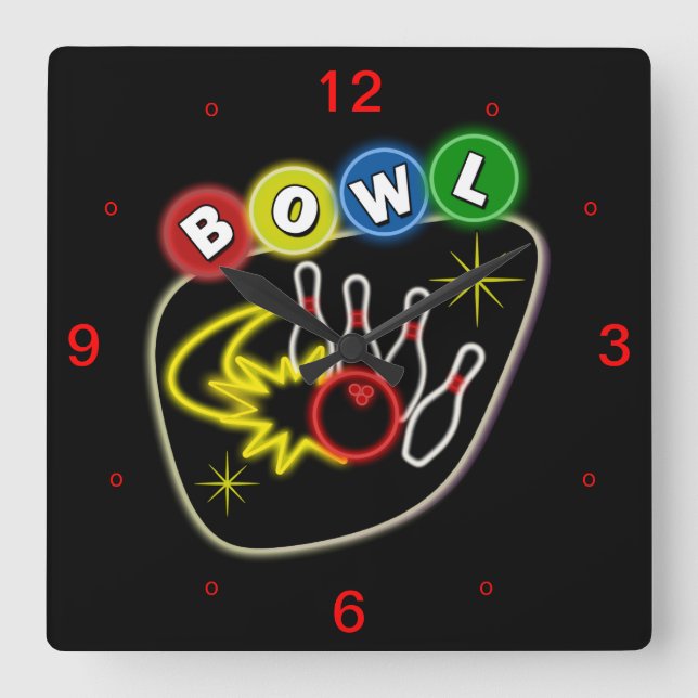 Bowling Square Clock (Front)
