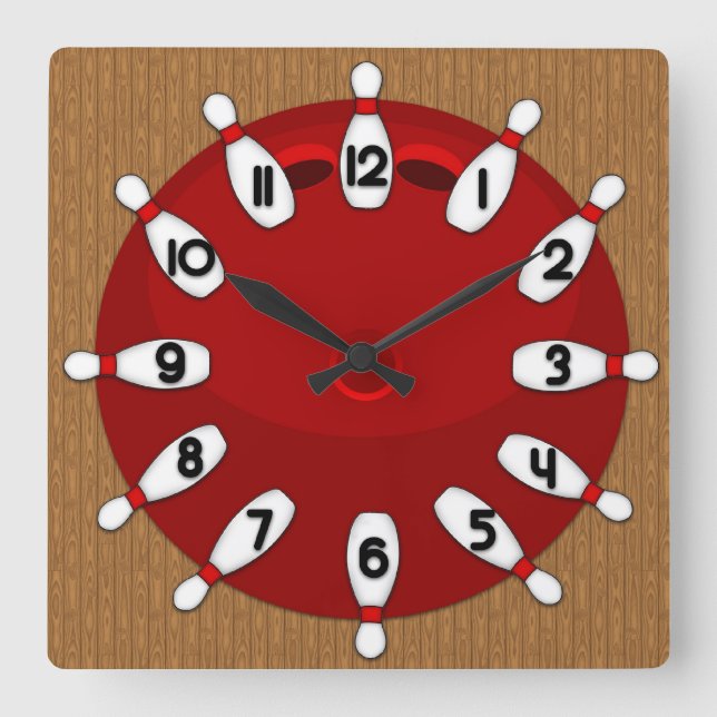 Bowling Square Wall Clock (Front)