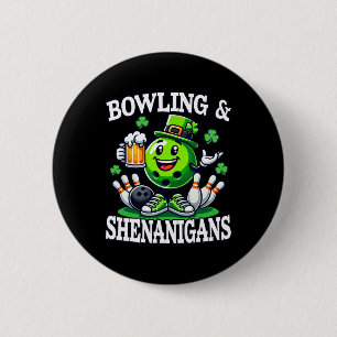 Bowling St Patrick's Day Shenanigans Bowler Funny  6 Cm Round Badge