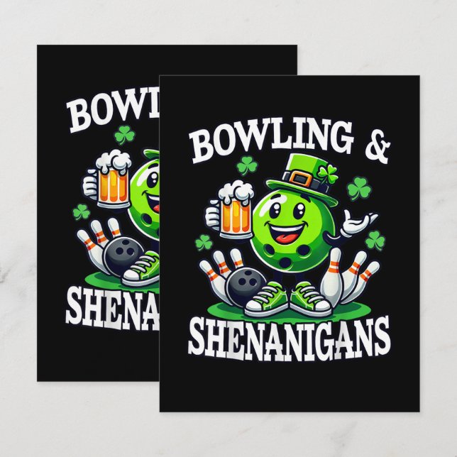 Bowling St Patrick's Day Shenanigans Card (Front/Back)