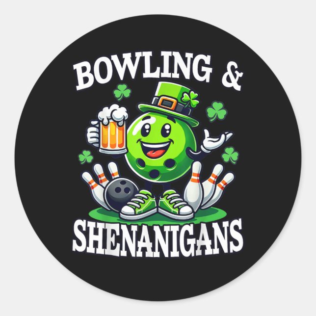 Bowling St Patrick's Day Shenanigans Classic Round Sticker (Front)