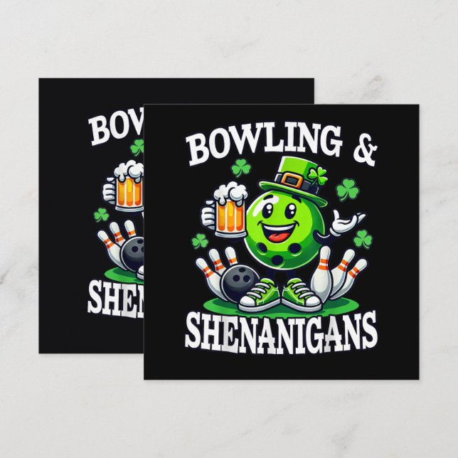 Bowling St Patrick's Day Shenanigans Invitation (Front/Back)