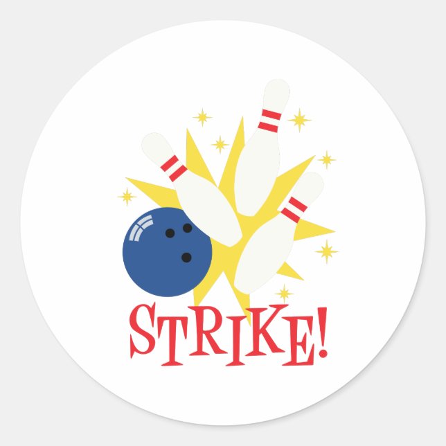 Bowling Strike Classic Round Sticker (Front)