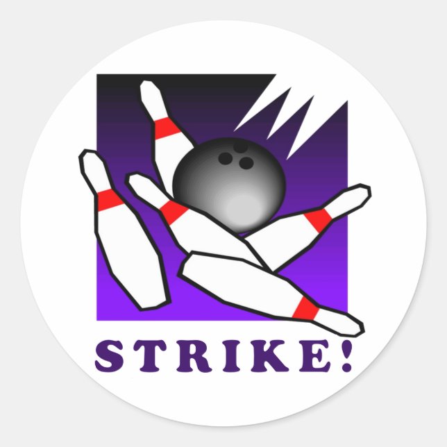 Bowling: STRIKE! Classic Round Sticker (Front)