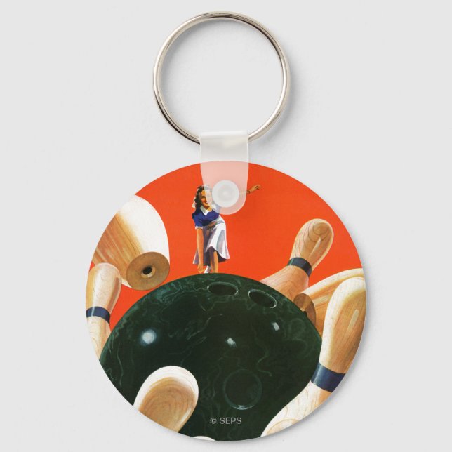 Bowling Strike Key Ring (Front)