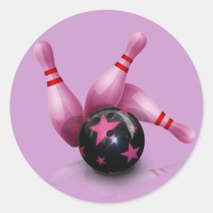 Bowling Team - Ball And Pins. Classic Round Sticker
