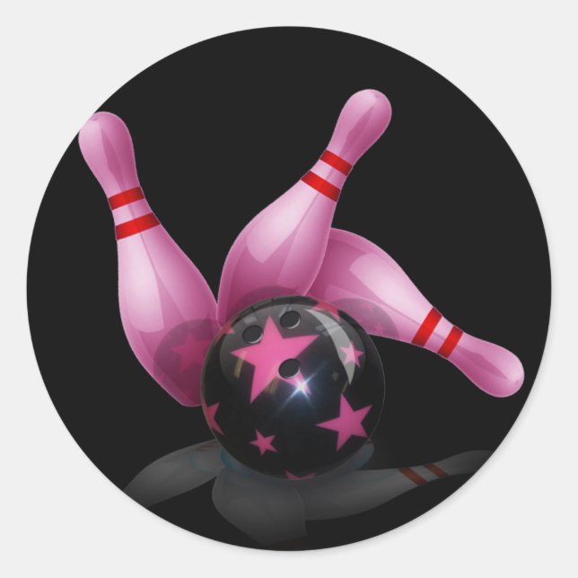 Bowling Team - Ball And Pins. Classic Round Sticker (Front)