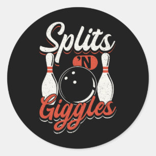 Bowling Team Pins Strikes Splits'n Giggles Classic Round Sticker