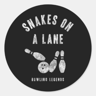 Bowling Team Shirt Snakes On A Lane Matching Leagu Classic Round Sticker