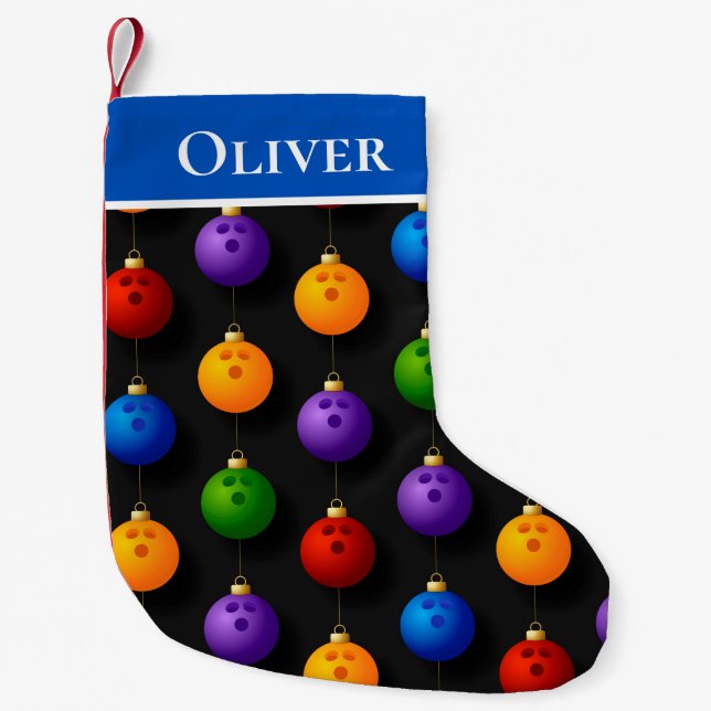 Bowling Tenpin Christmas Holiday Decorations Name Small Christmas Stocking (Front)