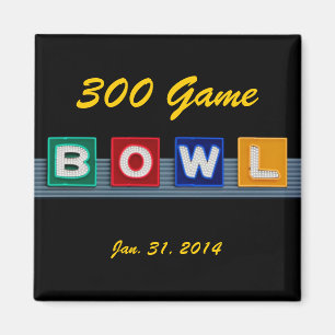 Bowling the 300 Perfect Game, Retro Design, Magnet