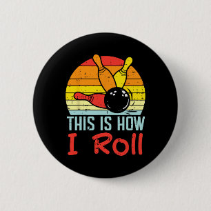 Bowling This Is How I Roll Sunset Retro Bowler Kid 6 Cm Round Badge
