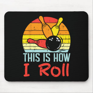 Bowling This Is How I Roll Sunset Retro Bowler Kid Mouse Pad