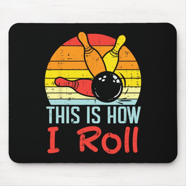 Bowling This Is How I Roll Sunset Retro Bowler Kid Mouse Pad (Front)