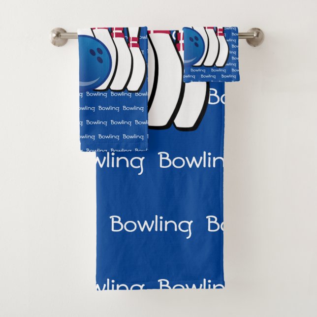Bowling Tiled Text Design Towel Set (Insitu)