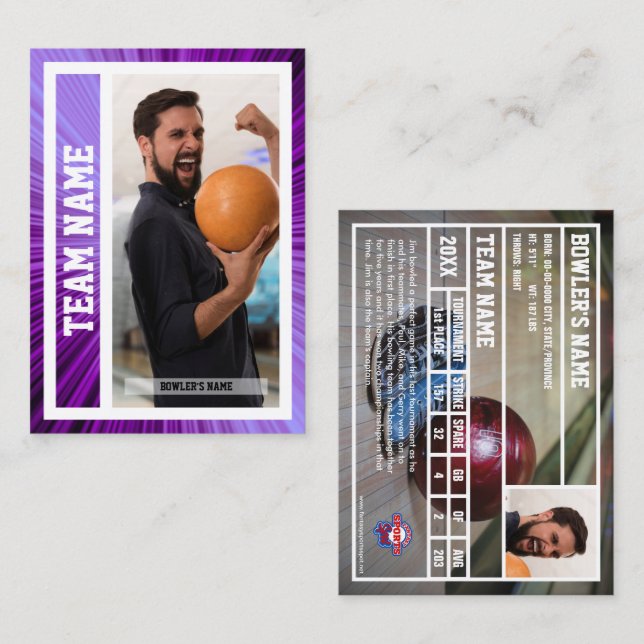 Bowling Trading Card Tournament Souvenir Purple (Front/Back)