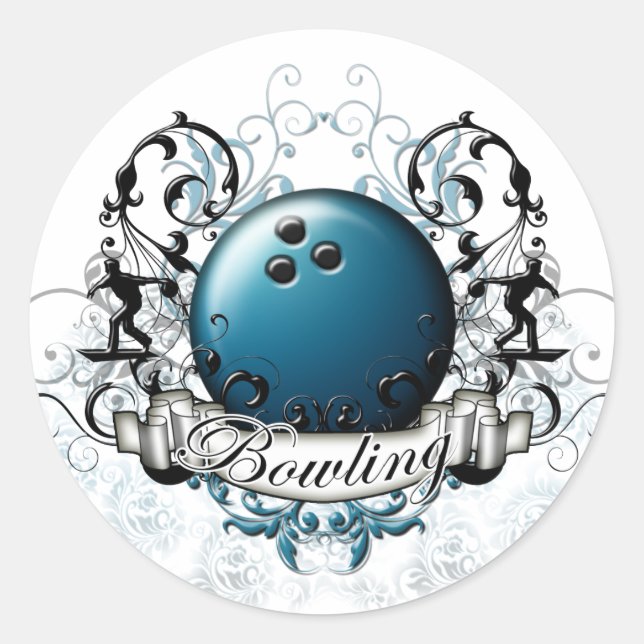 Bowling Tribal Classic Round Sticker (Front)