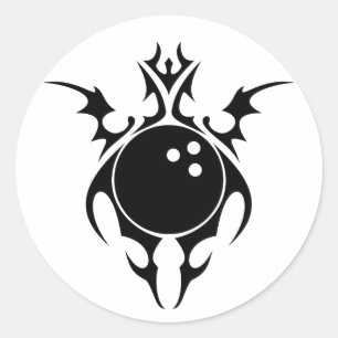 bowling : tribalz classic round sticker