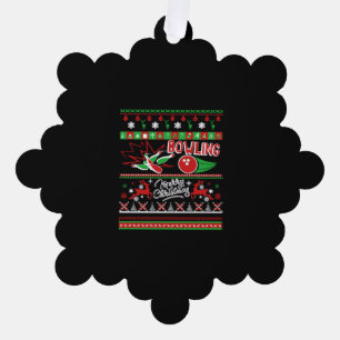 Bowling Ugly Christmas Tree Decoration Card