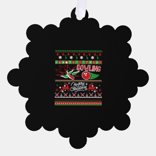 Bowling Ugly Christmas Tree Decoration Card (Front)
