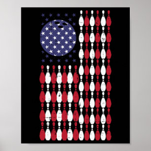 Bowling Usa Flag 4th Of July Patriotic Bowler Men Poster
